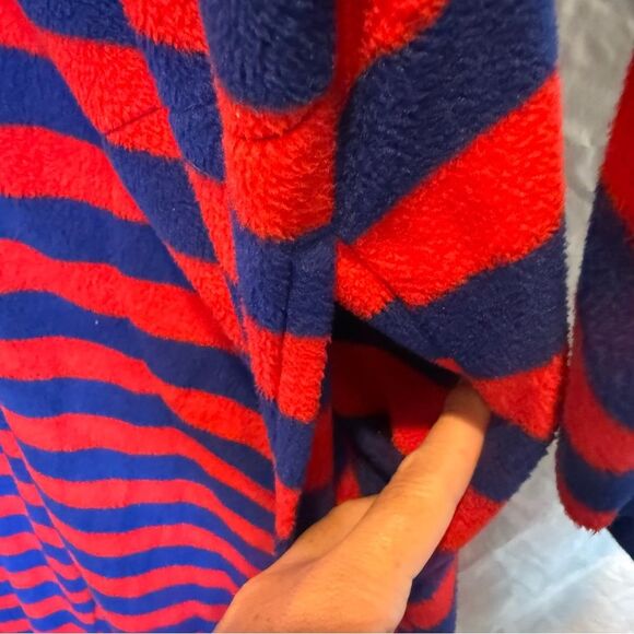 Nick and Nora Sock Monkey Footed Pajama Onesie Large Red Blue Stripe - Picture 4 of 8